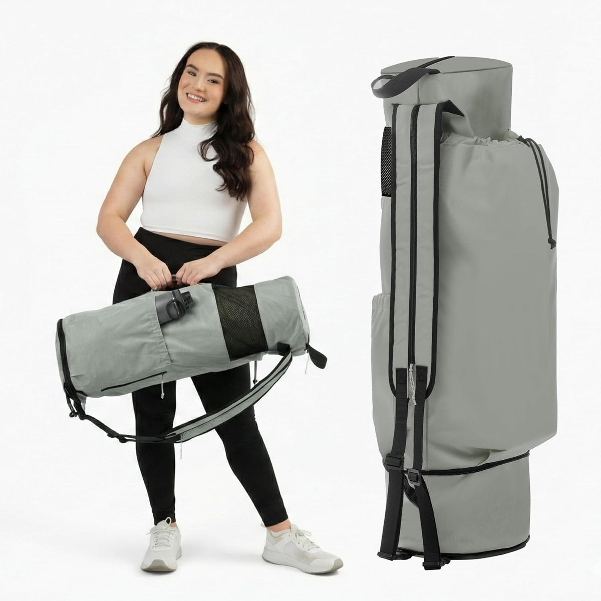 Yoga Mat Bag - for Women and Men, Yoga Bag with Pockets and Adjustable Strap, Yoga Mat Carrier, Fits Mats Blocks and Yoga Accessories for Workouts, (32" L)