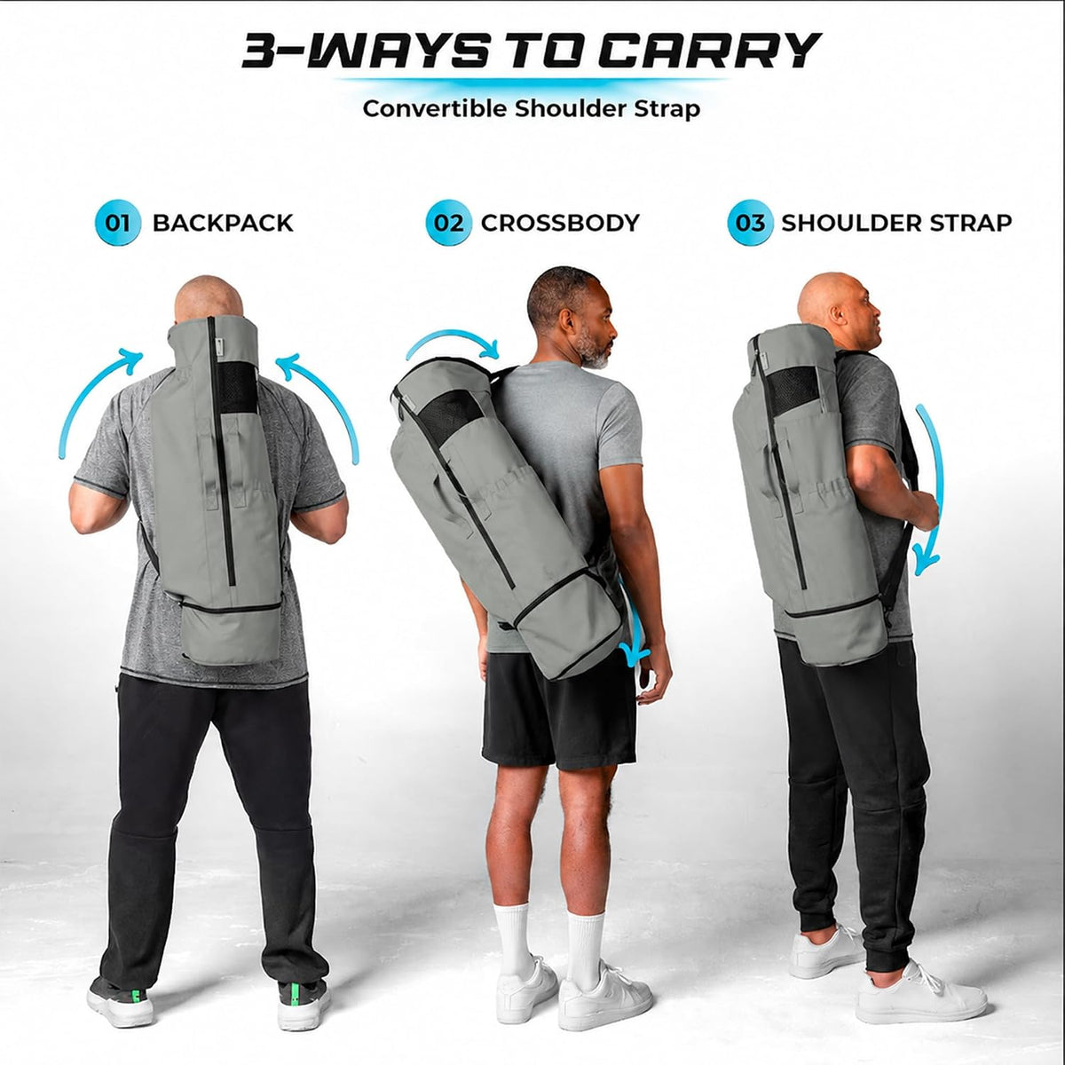 Yoga Mat Bag - for Women and Men, Yoga Bag with Pockets and Adjustable Strap, Yoga Mat Carrier, Fits Mats Blocks and Yoga Accessories for Workouts, (32" L)