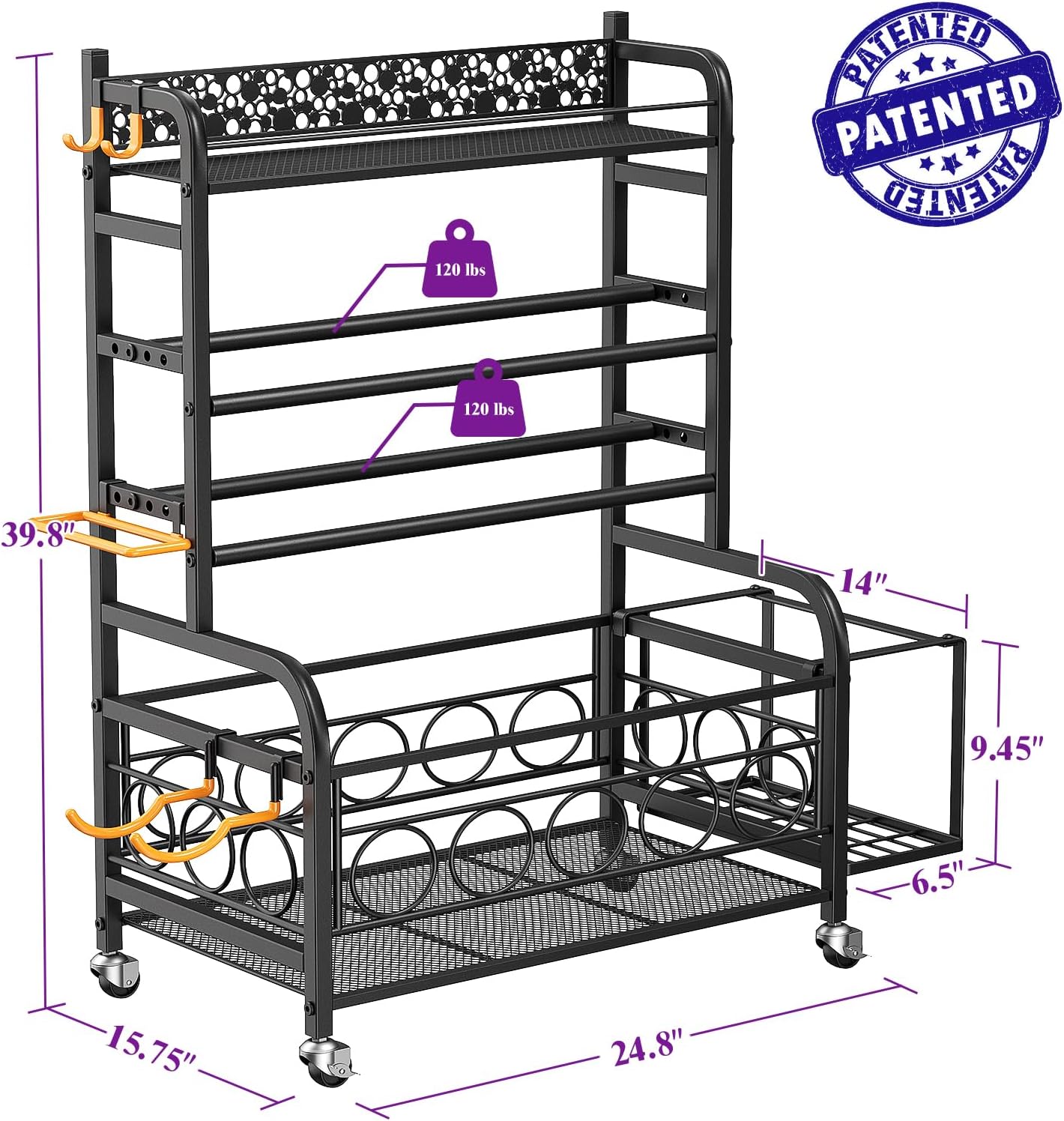 Dumbbell Rack, Adjustable Weight Rack for Home Gym, Home Gym Storage Rack for Yoga Mat Kettlebells and Strength Training Equipment, Weight Storage Rack for Dumbbells with Wheels