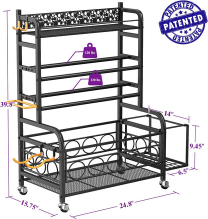 Dumbbell Rack, Adjustable Weight Rack for Home Gym, Home Gym Storage Rack for Yoga Mat Kettlebells and Strength Training Equipment, Weight Storage Rack for Dumbbells with Wheels