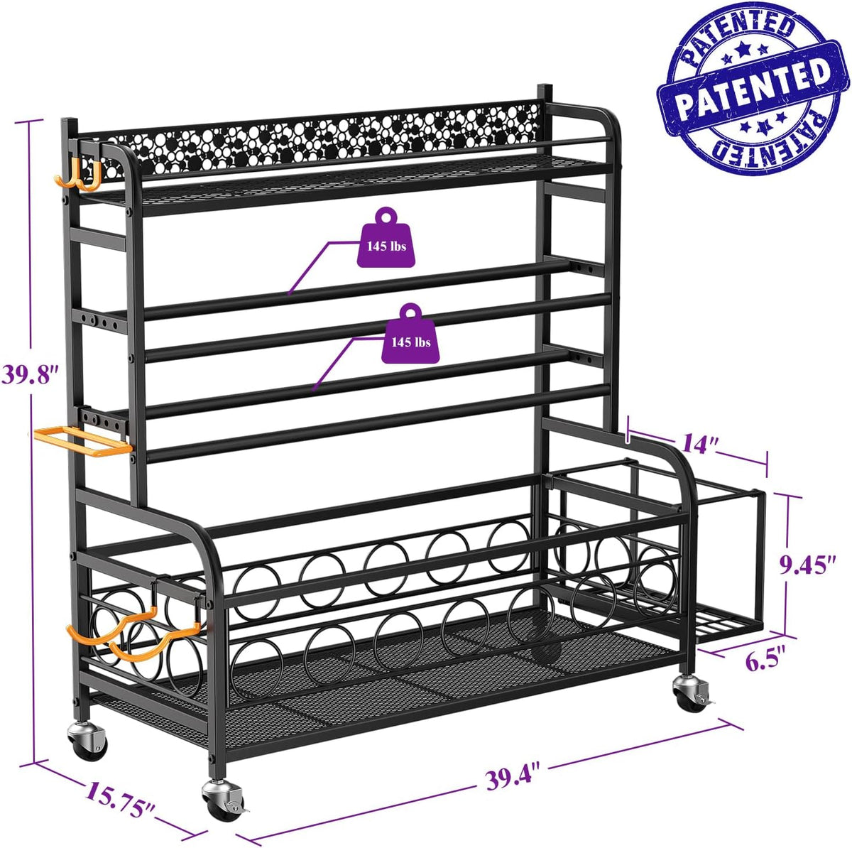 Dumbbell Rack, Adjustable Weight Rack for Home Gym, Home Gym Storage Rack for Yoga Mat Kettlebells and Strength Training Equipment, Weight Storage Rack for Dumbbells with Wheels