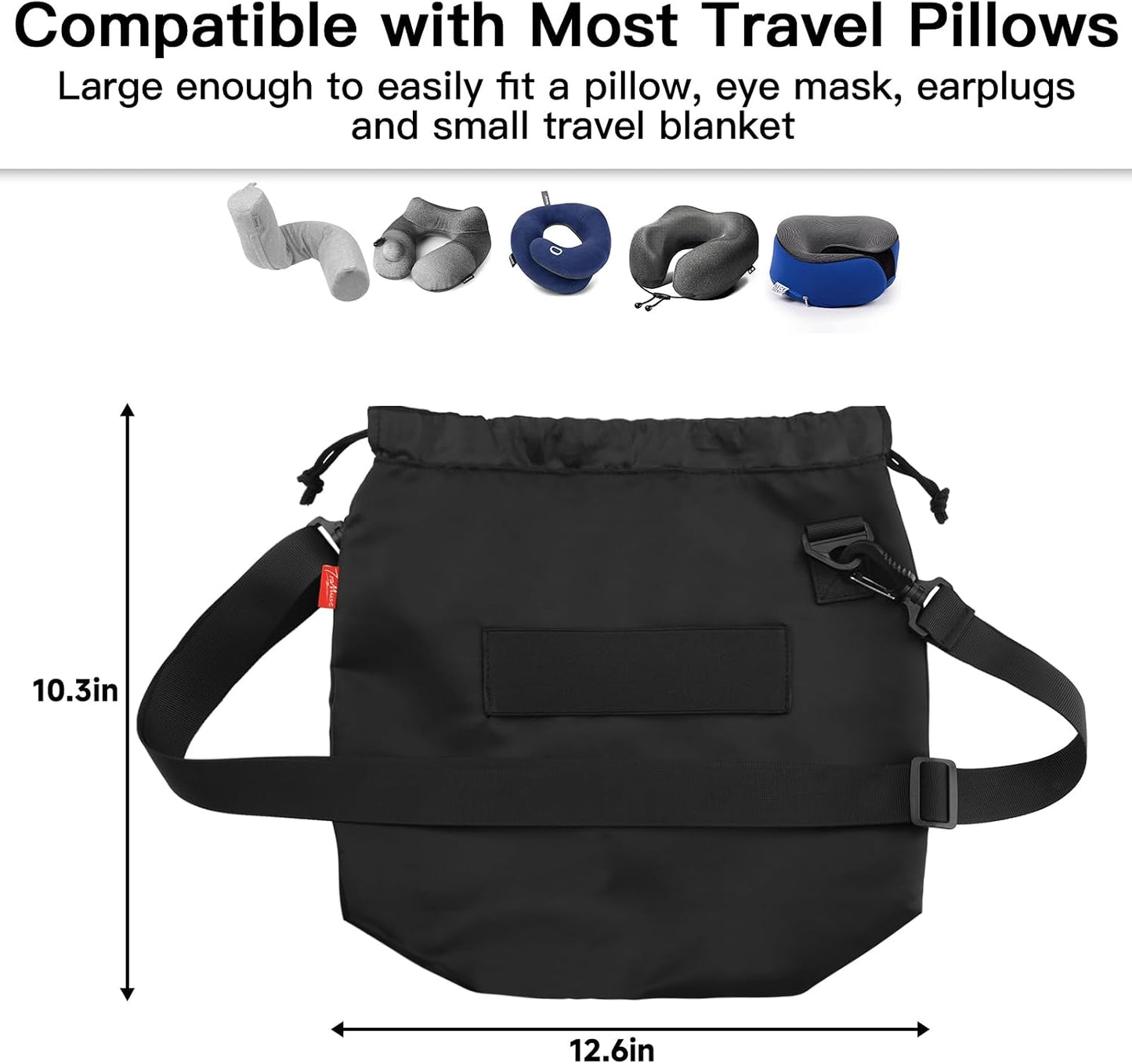 Small Travel Neck Pillow Bag for memory foam travel pillow,Luggage Travel Pillow Drawstring Bag Carrying Case with Trolley Sleeve&Adjustable Strap,Easily Attaches to Luggage,Backpacks