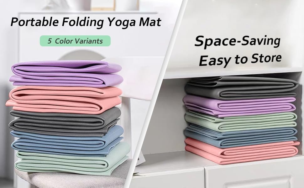 Foldable Yoga Mat & Travel Exercise Pad - Waterproof TPE Outdoor Mat for Hiking, Beach, and Picnics - Portable, Non-Slip Floor Mat for Yoga on the Go Camping Mat