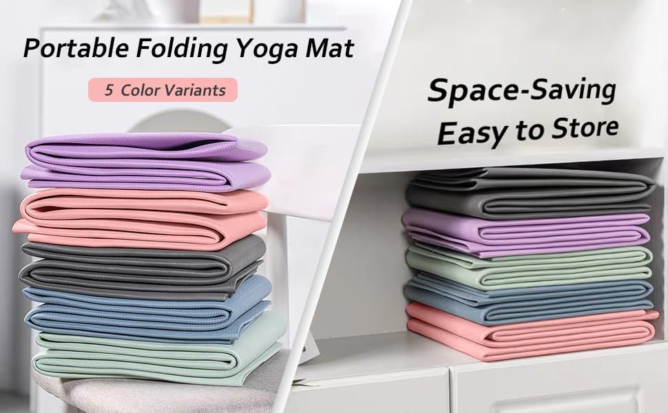Foldable Yoga Mat & Travel Exercise Pad - Waterproof TPE Outdoor Mat for Hiking, Beach, and Picnics - Portable, Non-Slip Floor Mat for Yoga on the Go Camping Mat
