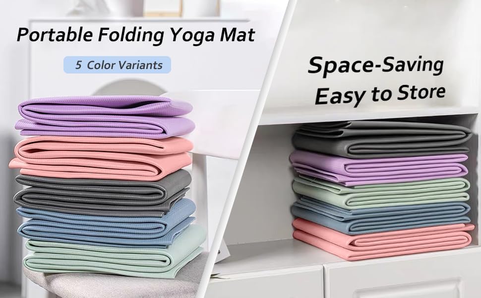 Foldable Yoga Mat & Travel Exercise Pad - Waterproof TPE Outdoor Mat for Hiking, Beach, and Picnics - Portable, Non-Slip Floor Mat for Yoga on the Go Camping Mat