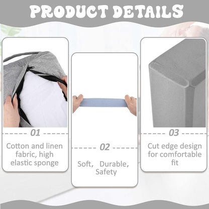 4 Pcs Yoga Bolster Pillows Blocks with Strap Set Comfortable Meditation Pillow with Carry Handle for Restorative Non Slip Reusable Yoga Blocks for Balance, Pilates, Washable Cover