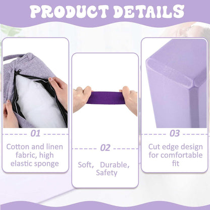 4 Pcs Yoga Bolster Pillows Blocks with Strap Set Comfortable Meditation Pillow with Carry Handle for Restorative Non Slip Reusable Yoga Blocks for Balance, Pilates, Washable Cover