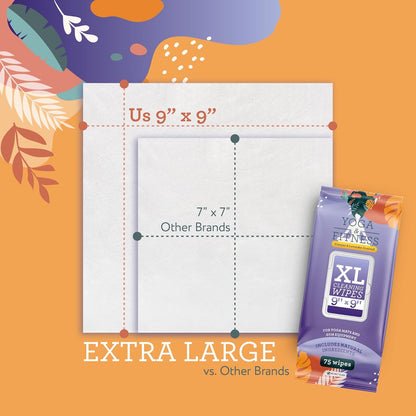 Yoga Mat Cleaner Wipes - Heavy Duty Cleaning for Exercise Equipment - Wipes for Yoga Mats - Lavender Essential Oil Freshening - 150 Count, 9 x 9 in, Lavender