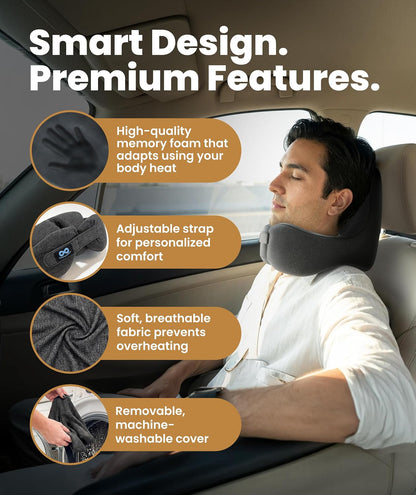 Upgraded Neck Pillow for Airplanes – Memory Foam Travel Headrest for Flying – Portable Multi-Position Travel Pillows with 360°Support – Long Flight Essentials for Sleep & Home Use