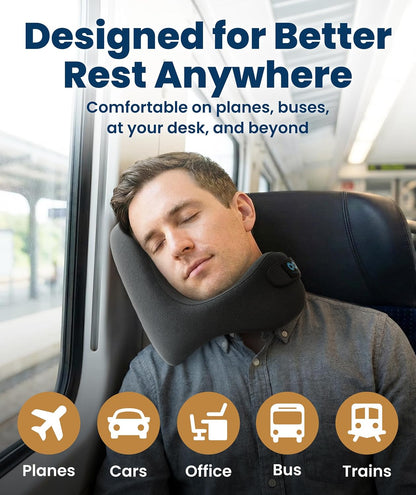 Upgraded Neck Pillow for Airplanes – Memory Foam Travel Headrest for Flying – Portable Multi-Position Travel Pillows with 360°Support – Long Flight Essentials for Sleep & Home Use