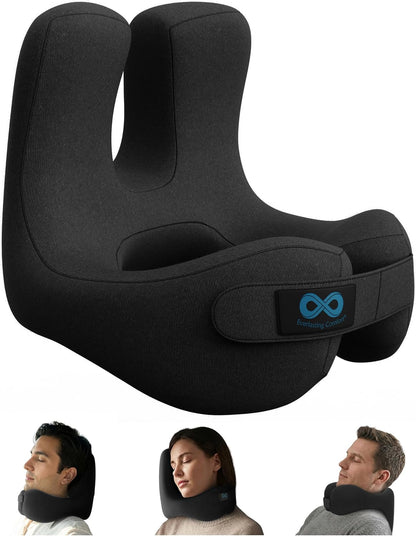 Upgraded Neck Pillow for Airplanes – Memory Foam Travel Headrest for Flying – Portable Multi-Position Travel Pillows with 360°Support – Long Flight Essentials for Sleep & Home Use