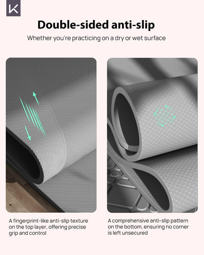 Extra Wide Yoga Mat, 7mm Thick 72" x 32" Exercise Mat | 7mm thick Extra wide yoga mat with carry strap for home workout, yoga, exercise and Pilates
