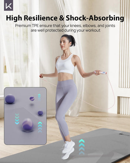 Extra Wide Yoga Mat, 7mm Thick 72" x 32" Exercise Mat | 7mm thick Extra wide yoga mat with carry strap for home workout, yoga, exercise and Pilates