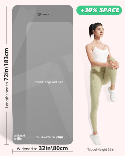 Extra Wide Yoga Mat, 7mm Thick 72" x 32" Exercise Mat | 7mm thick Extra wide yoga mat with carry strap for home workout, yoga, exercise and Pilates