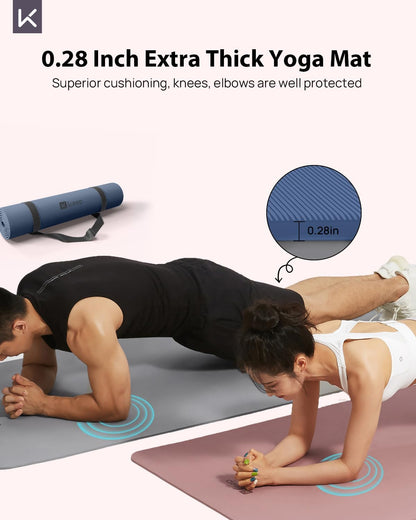 Extra Wide Yoga Mat, 7mm Thick 72" x 32" Exercise Mat | 7mm thick Extra wide yoga mat with carry strap for home workout, yoga, exercise and Pilates
