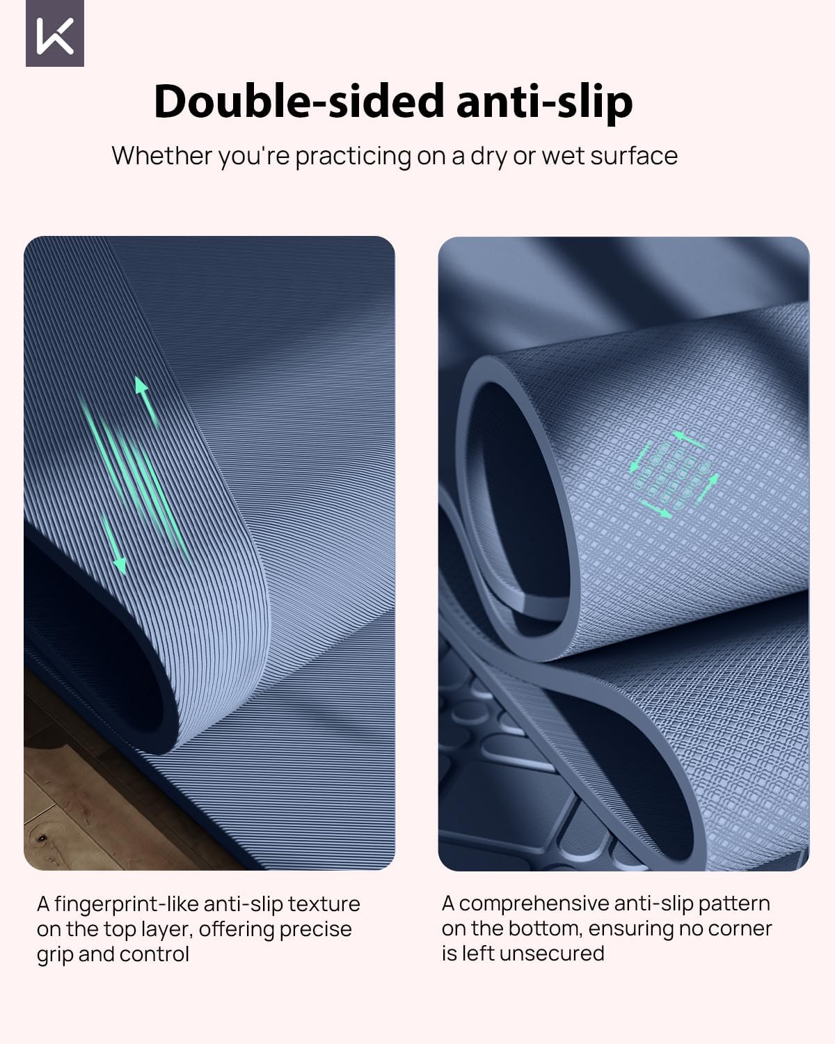 Extra Wide Yoga Mat, 7mm Thick 72" x 32" Exercise Mat | 7mm thick Extra wide yoga mat with carry strap for home workout, yoga, exercise and Pilates