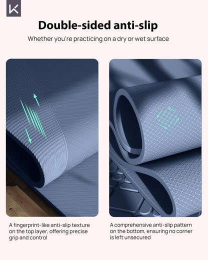Extra Wide Yoga Mat, 7mm Thick 72" x 32" Exercise Mat | 7mm thick Extra wide yoga mat with carry strap for home workout, yoga, exercise and Pilates