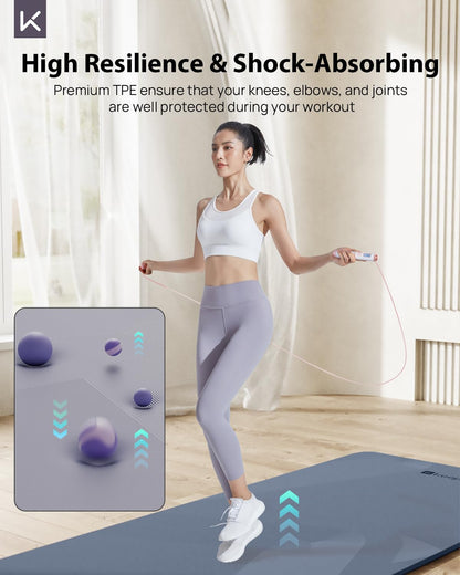 Extra Wide Yoga Mat, 7mm Thick 72" x 32" Exercise Mat | 7mm thick Extra wide yoga mat with carry strap for home workout, yoga, exercise and Pilates