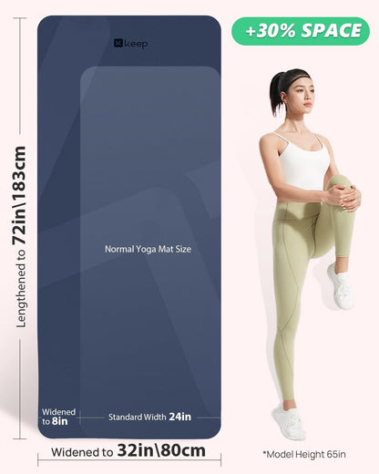 Extra Wide Yoga Mat, 7mm Thick 72" x 32" Exercise Mat | 7mm thick Extra wide yoga mat with carry strap for home workout, yoga, exercise and Pilates