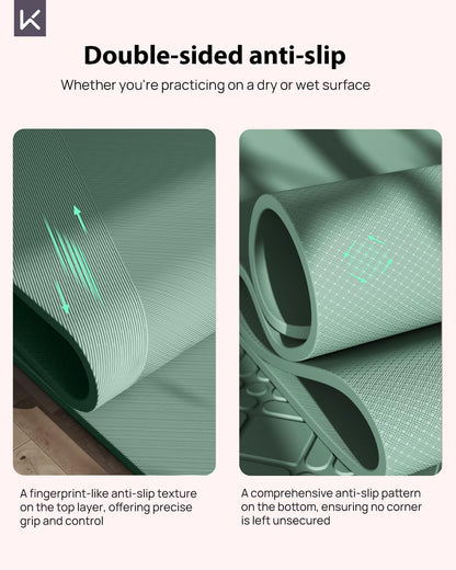 Extra Wide Yoga Mat, 7mm Thick 72" x 32" Exercise Mat | 7mm thick Extra wide yoga mat with carry strap for home workout, yoga, exercise and Pilates