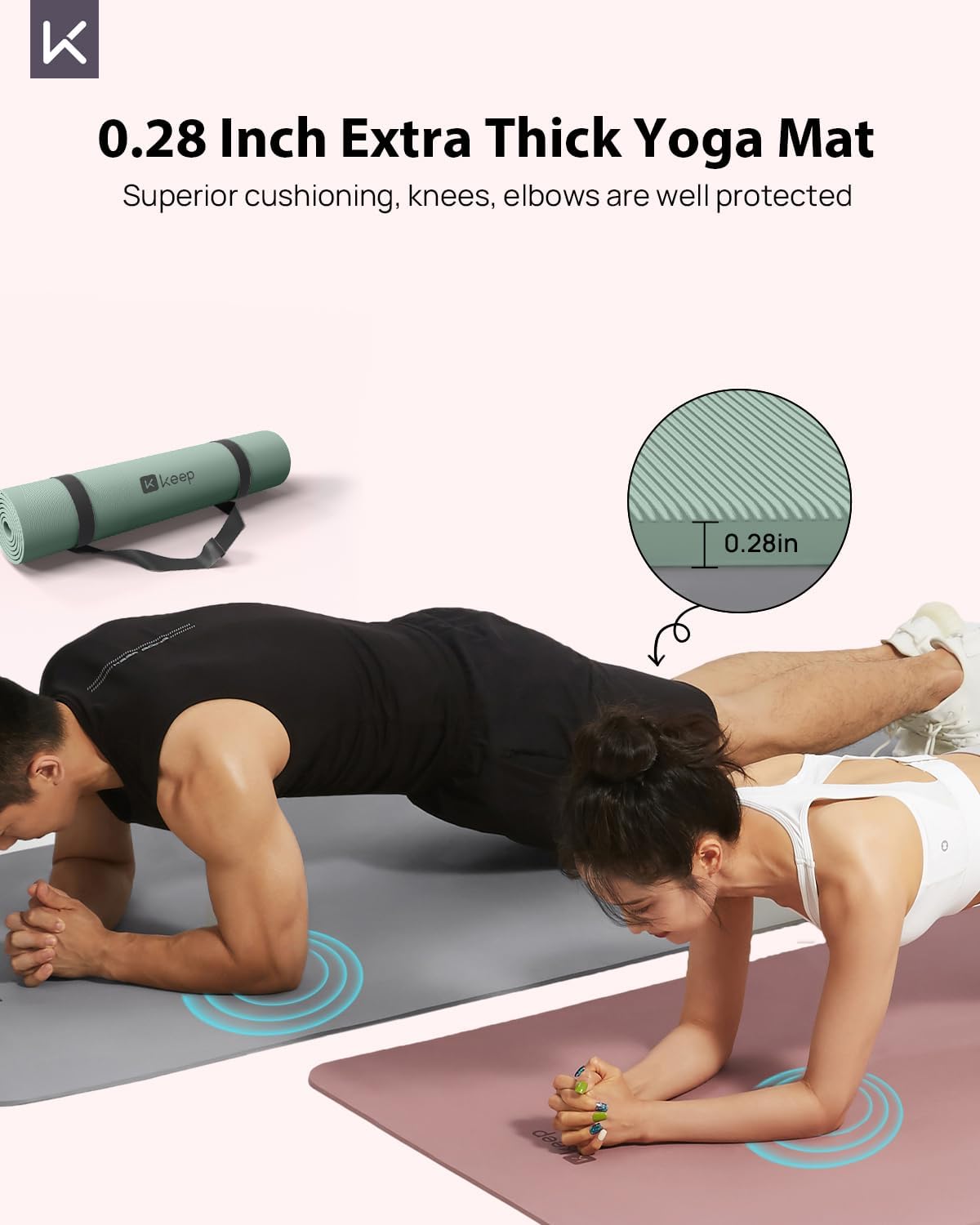 Extra Wide Yoga Mat, 7mm Thick 72" x 32" Exercise Mat | 7mm thick Extra wide yoga mat with carry strap for home workout, yoga, exercise and Pilates