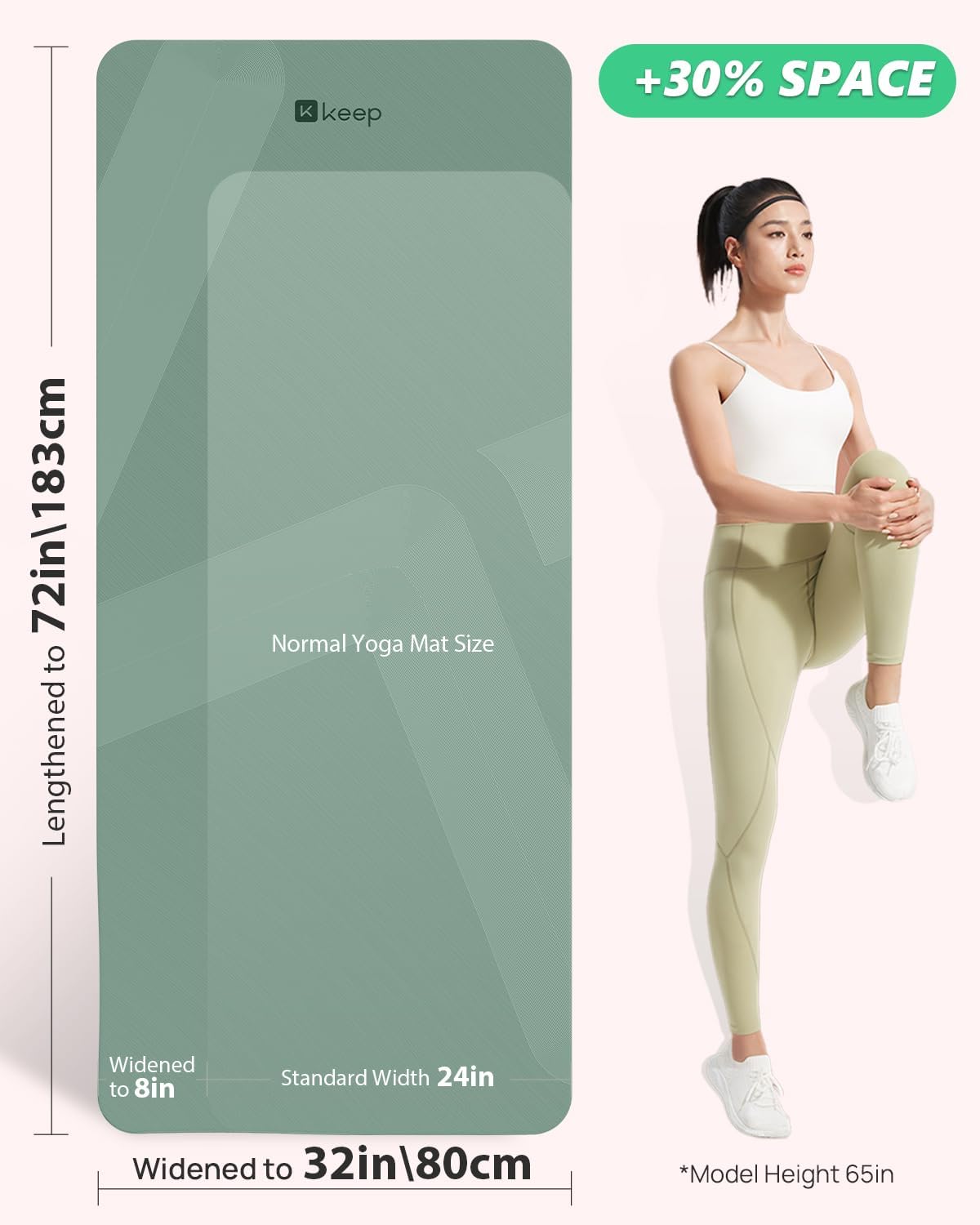 Extra Wide Yoga Mat, 7mm Thick 72" x 32" Exercise Mat | 7mm thick Extra wide yoga mat with carry strap for home workout, yoga, exercise and Pilates