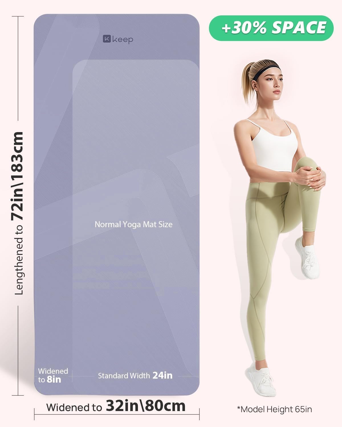 Extra Wide Yoga Mat, 7mm Thick 72" x 32" Exercise Mat | 7mm thick Extra wide yoga mat with carry strap for home workout, yoga, exercise and Pilates