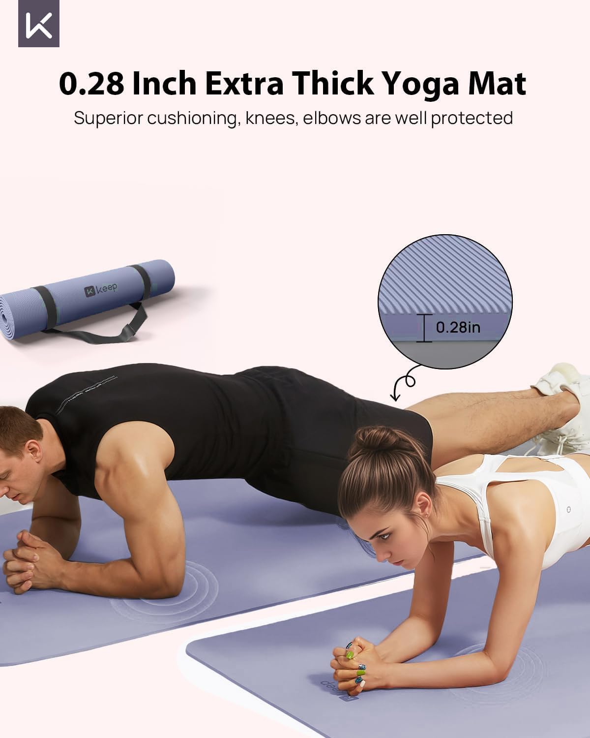 Extra Wide Yoga Mat, 7mm Thick 72" x 32" Exercise Mat | 7mm thick Extra wide yoga mat with carry strap for home workout, yoga, exercise and Pilates