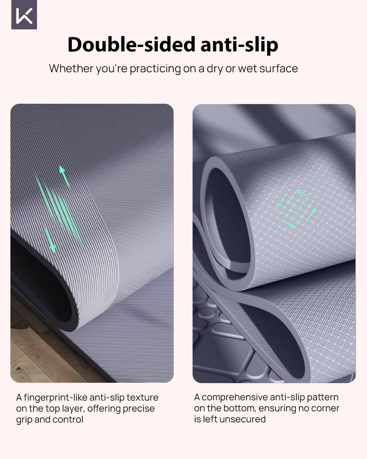 Extra Wide Yoga Mat, 7mm Thick 72" x 32" Exercise Mat | 7mm thick Extra wide yoga mat with carry strap for home workout, yoga, exercise and Pilates