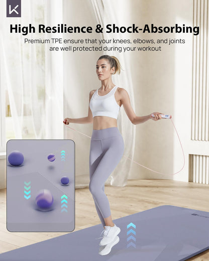 Extra Wide Yoga Mat, 7mm Thick 72" x 32" Exercise Mat | 7mm thick Extra wide yoga mat with carry strap for home workout, yoga, exercise and Pilates
