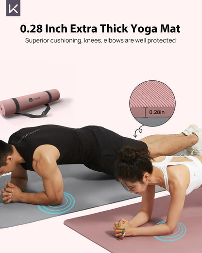 Extra Wide Yoga Mat, 7mm Thick 72" x 32" Exercise Mat | 7mm thick Extra wide yoga mat with carry strap for home workout, yoga, exercise and Pilates