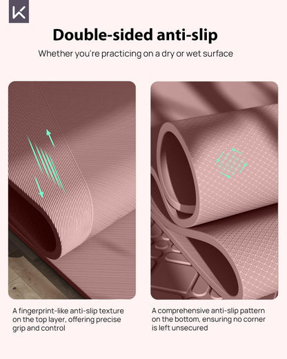 Extra Wide Yoga Mat, 7mm Thick 72" x 32" Exercise Mat | 7mm thick Extra wide yoga mat with carry strap for home workout, yoga, exercise and Pilates