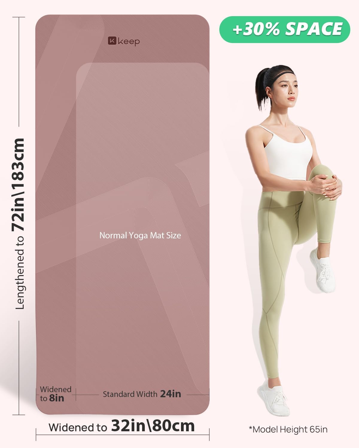 Extra Wide Yoga Mat, 7mm Thick 72" x 32" Exercise Mat | 7mm thick Extra wide yoga mat with carry strap for home workout, yoga, exercise and Pilates