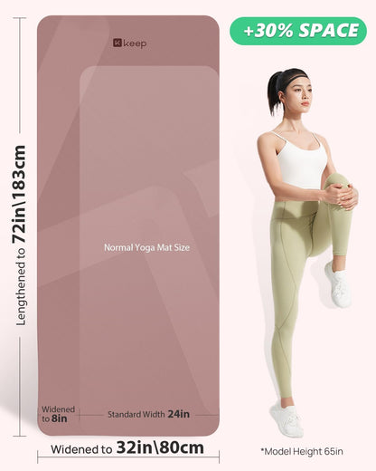 Extra Wide Yoga Mat, 7mm Thick 72" x 32" Exercise Mat | 7mm thick Extra wide yoga mat with carry strap for home workout, yoga, exercise and Pilates