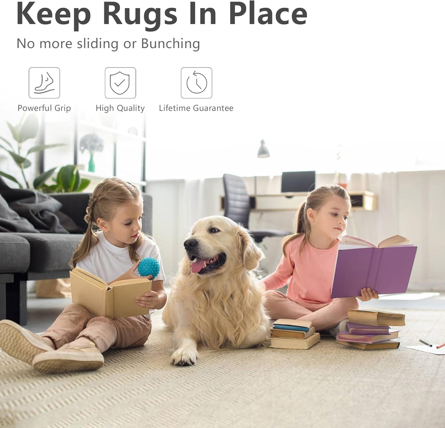 Non Slip Area Rug Pads Non Skid Rug Gripper 2x3 Feet Extra Thick Pad Anti-Slip Carpet Rug Mats for Hardwood Surface Floors, Keep Rugs Safe and in Place (2 x 3 Ft)
