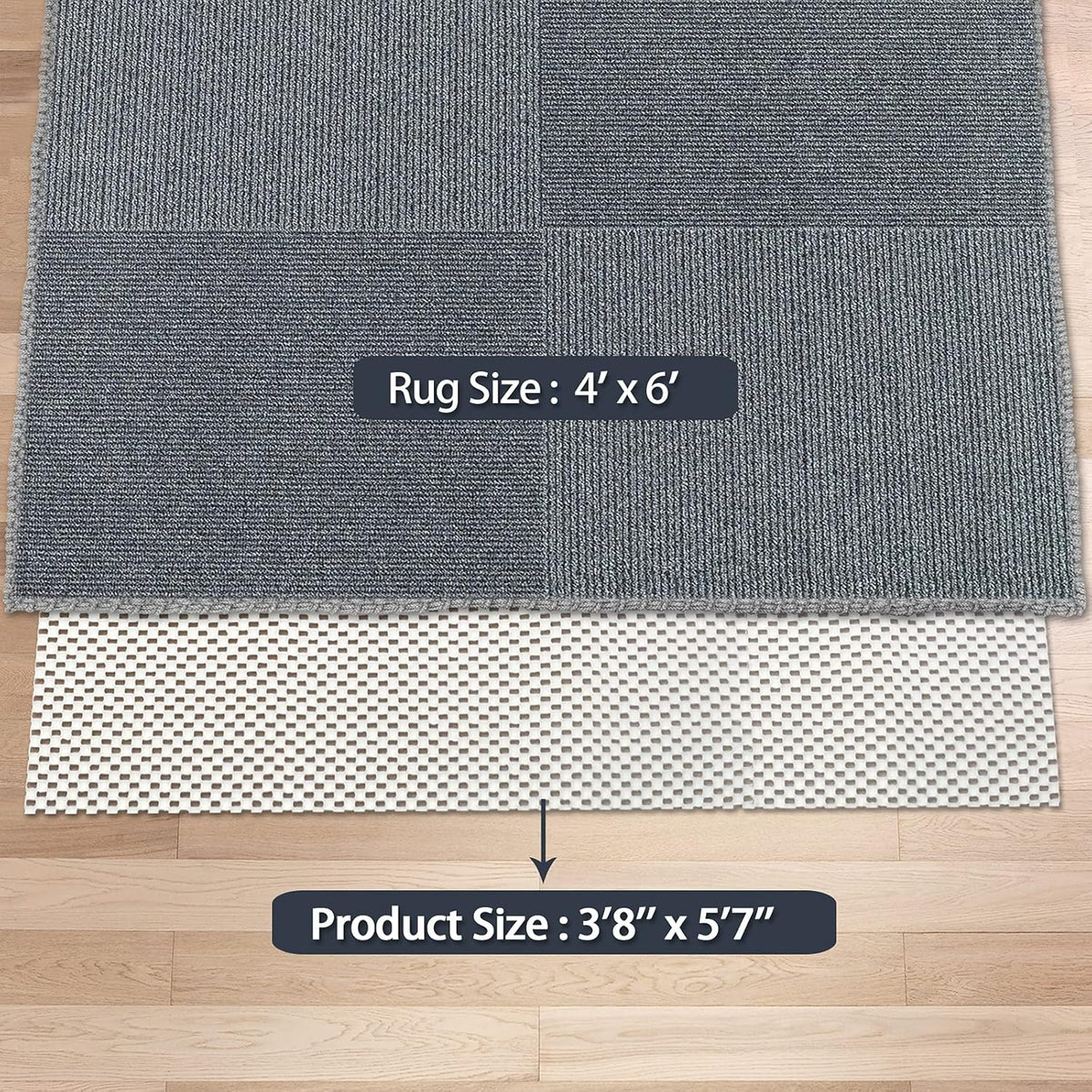 Non Slip Area Rug Pads Non Skid Rug Gripper 2x3 Feet Extra Thick Pad Anti-Slip Carpet Rug Mats for Hardwood Surface Floors, Keep Rugs Safe and in Place (2 x 3 Ft)