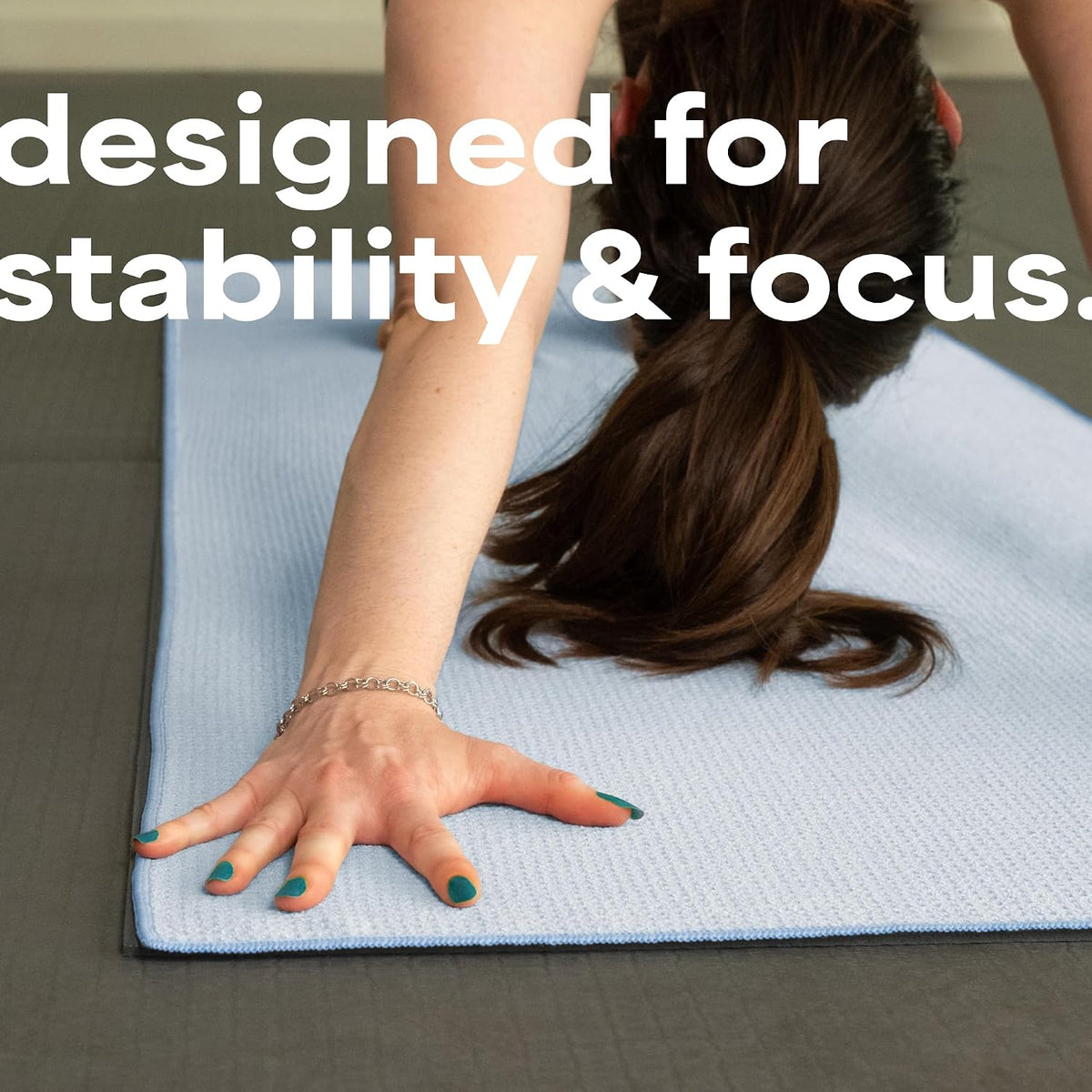 . Aura Yoga Mat Towel with Non-Slip Grip, Enhanced Silicone Grip, Soft and Absorbent for Gym, Pilates, and Hot Yoga Mat, 2 Pack, 24 inches x 72 inches, 340GSM, Blue