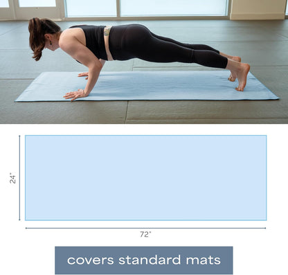 . Aura Yoga Mat Towel with Non-Slip Grip, Enhanced Silicone Grip, Soft and Absorbent for Gym, Pilates, and Hot Yoga Mat, 2 Pack, 24 inches x 72 inches, 340GSM, Blue