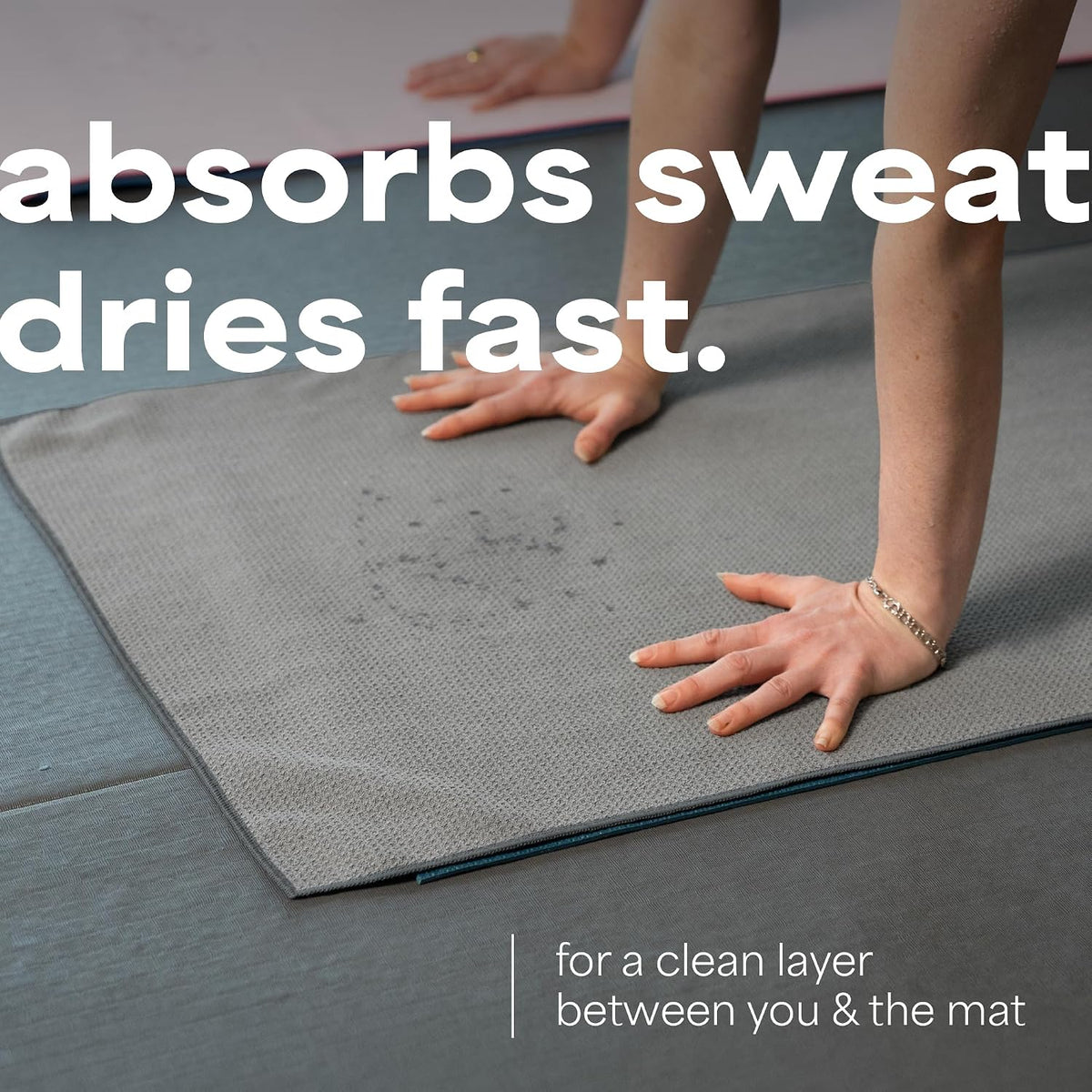 . Aura Yoga Mat Towel with Non-Slip Grip, Enhanced Silicone Grip, Soft and Absorbent for Gym, Pilates, and Hot Yoga Mat, 2 Pack, 24 inches x 72 inches, 340GSM, Blue