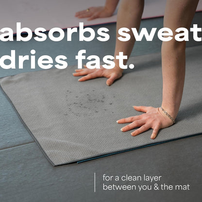. Aura Yoga Mat Towel with Non-Slip Grip, Enhanced Silicone Grip, Soft and Absorbent for Gym, Pilates, and Hot Yoga Mat, 2 Pack, 24 inches x 72 inches, 340GSM, Blue