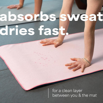 . Aura Yoga Mat Towel with Non-Slip Grip, Enhanced Silicone Grip, Soft and Absorbent for Gym, Pilates, and Hot Yoga Mat, 2 Pack, 24 inches x 72 inches, 340GSM, Blue