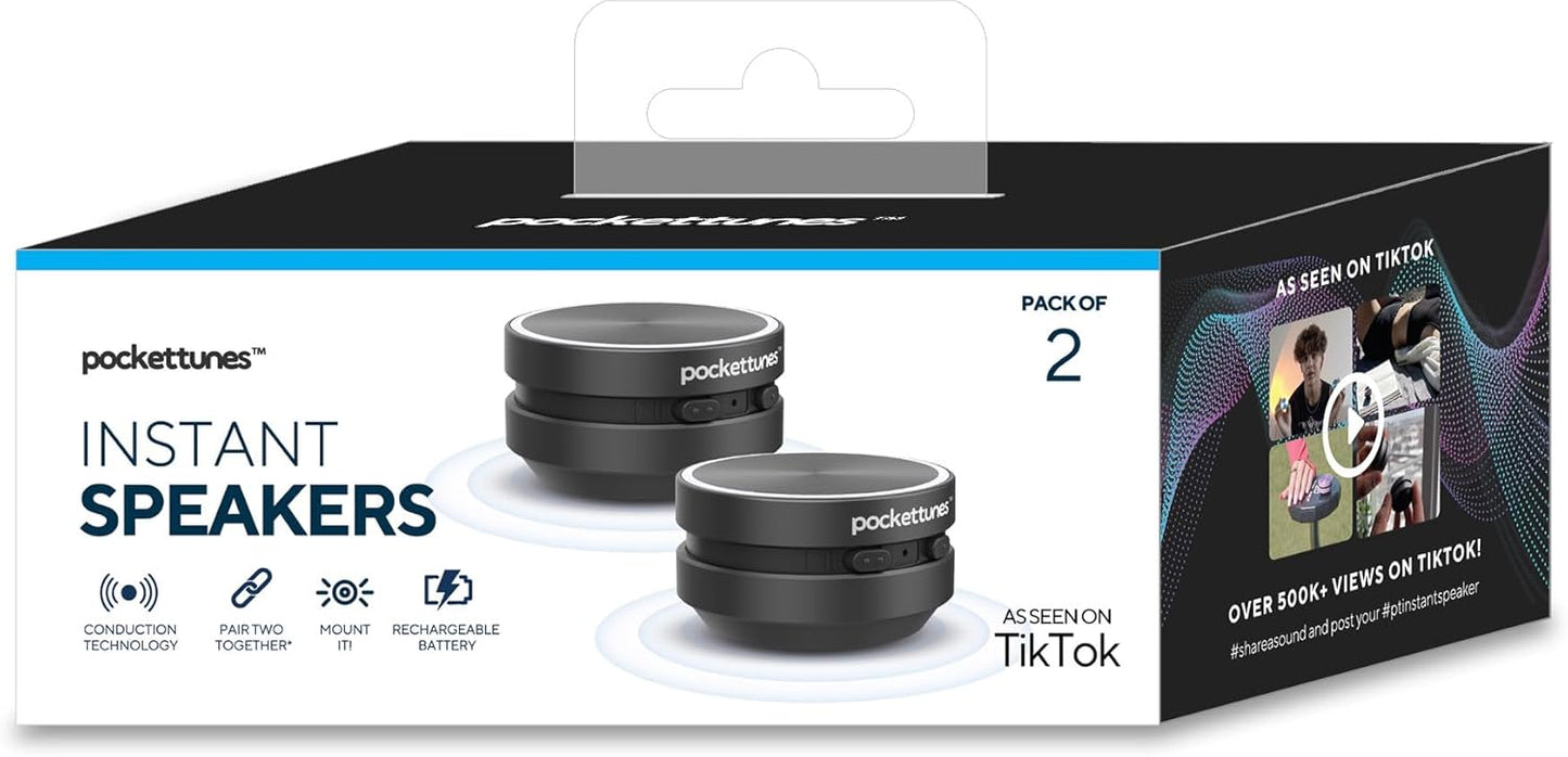 Bone‑Conduction Bluetooth Speakers – 2‑Pack Mini Wireless Speakers, Surface‑Amplifying Sound, True Wireless Stereo, USB‑C Rechargeable, Portable