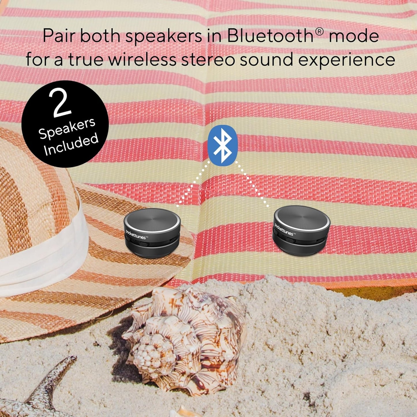 Bone‑Conduction Bluetooth Speakers – 2‑Pack Mini Wireless Speakers, Surface‑Amplifying Sound, True Wireless Stereo, USB‑C Rechargeable, Portable