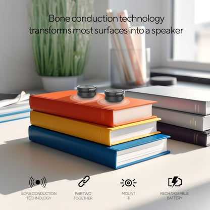 Bone‑Conduction Bluetooth Speakers – 2‑Pack Mini Wireless Speakers, Surface‑Amplifying Sound, True Wireless Stereo, USB‑C Rechargeable, Portable