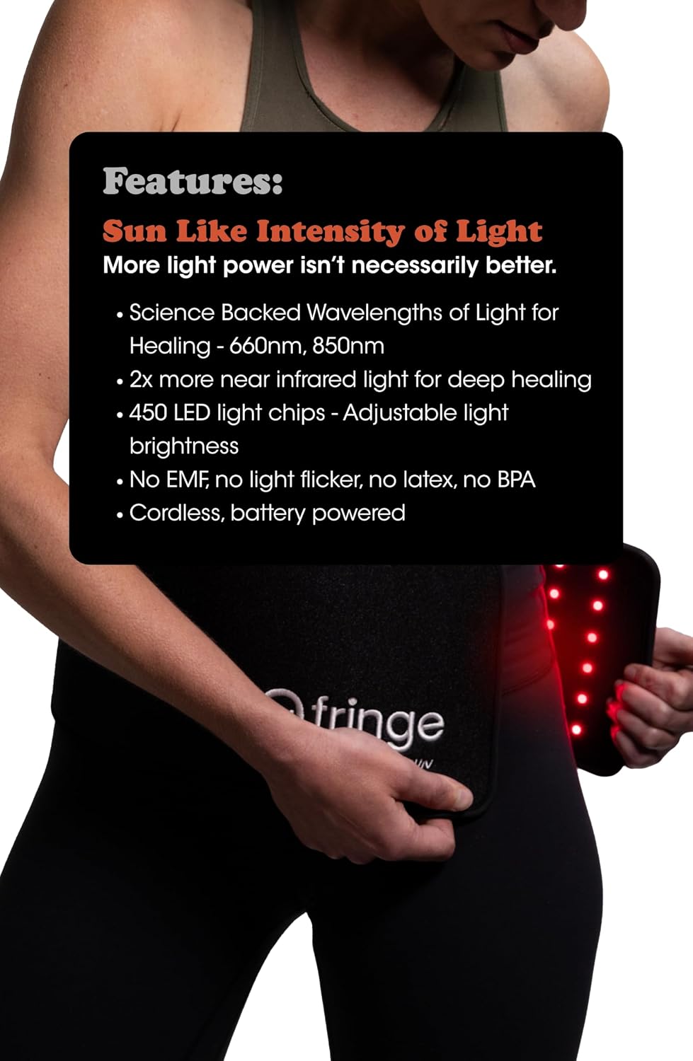 Fringe Red Light Therapy for Body – Wireless Wrap, 660nm & 850nm Infrared