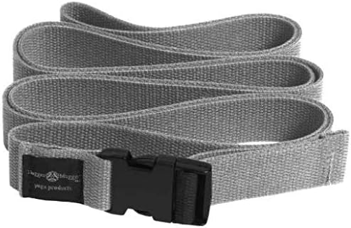 Quick-Release 10 ft. Yoga Strap - Gray - Super Strong Cotton, Easy to Attach and Release, Easily Adjustable