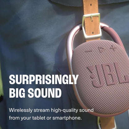 Clip 4 - Portable Mini Bluetooth Speaker, big audio and punchy bass, integrated carabiner, IP67 waterproof and dustproof, 10 hours of playtime, speaker for home, outdoor and travel (Pink)