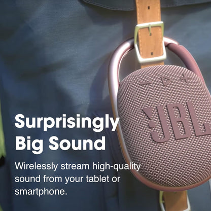 Clip 4 - Portable Mini Bluetooth Speaker, big audio and punchy bass, integrated carabiner, IP67 waterproof and dustproof, 10 hours of playtime, speaker for home, outdoor and travel (Pink)