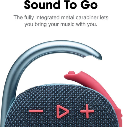 Clip 4 - Portable Mini Bluetooth Speaker, big audio and punchy bass, integrated carabiner, IP67 waterproof and dustproof, 10 hours of playtime, speaker for home, outdoor and travel (Pink)
