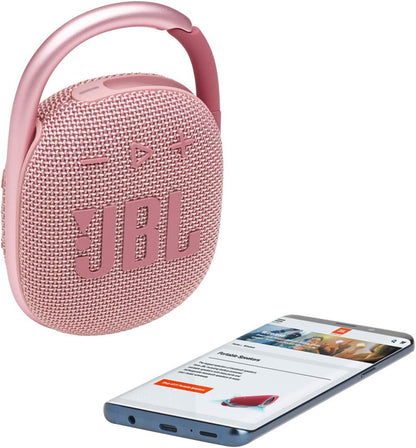 Clip 4 - Portable Mini Bluetooth Speaker, big audio and punchy bass, integrated carabiner, IP67 waterproof and dustproof, 10 hours of playtime, speaker for home, outdoor and travel (Pink)